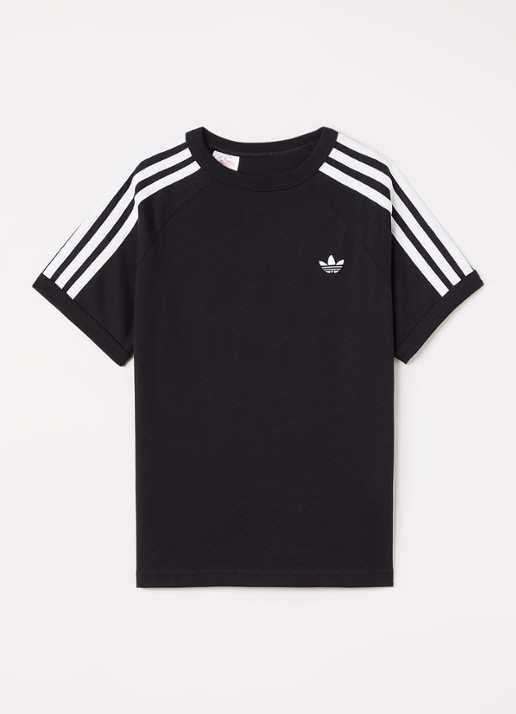 Adidas T-shirt met logoborduring - voorkant zwart