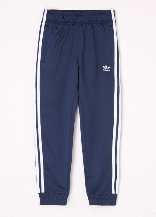 Adidas Tapered fit trackpants met logoborduring - voorkant donkerblauw