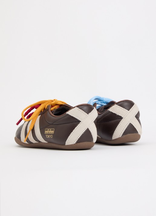 Adidas Tokyo W sneaker van leer met suède details - achterkant 2 donkerbruin