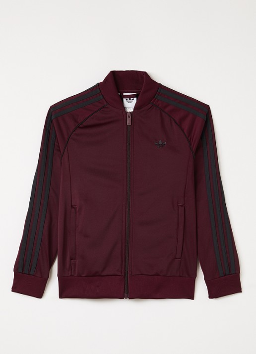 Adidas Trackvest met logoborduring - voorkant 2 bordeauxrood