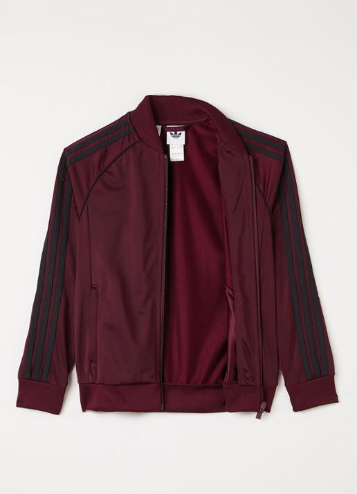 Adidas Trackvest met logoborduring - voorkant 3 bordeauxrood