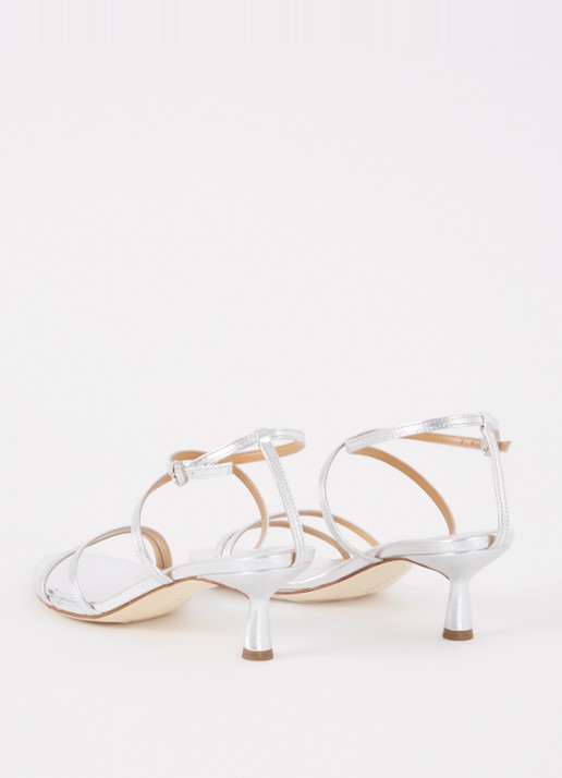 Aeyde Maeva sandalette van leer met metallic finish - achterkant zilver
