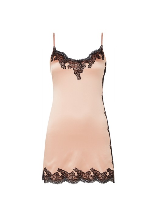 Agent Provocateur Amelea slipdress van zijde met kant - voorkant 2 oudroze