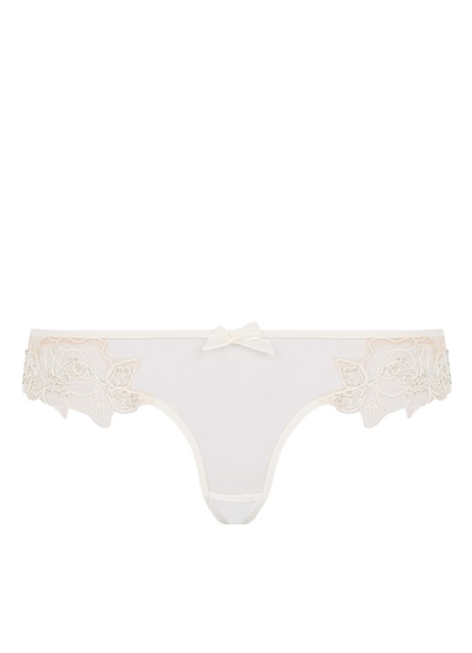 Agent Provocateur Lindie slip met borduring en kralendecoratie - voorkant 3 ivoor
