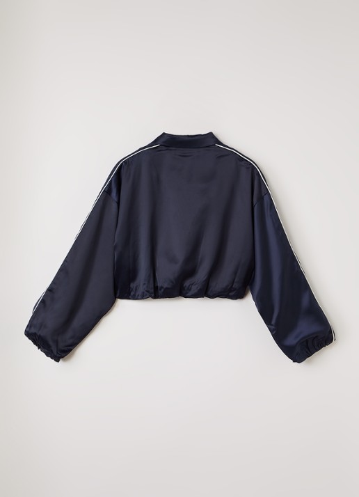 AI&KO Ilka cropped bomberjack van satijn - achterkant donkerblauw