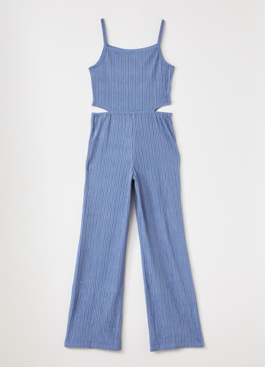 AI&KO Melory loose fit jumpsuit  - voorkant 2 staalblauw