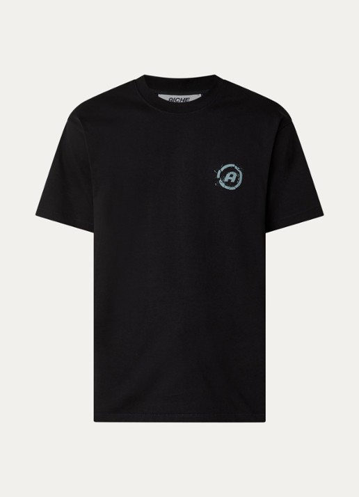 Aiche Broken Pieces T-shirt met logo- en backprint - voorkant 3 zwart
