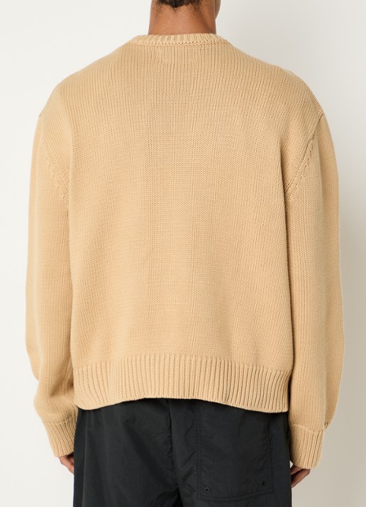 Aiche Grofgebreide trui met logo - achterkant 2 beige