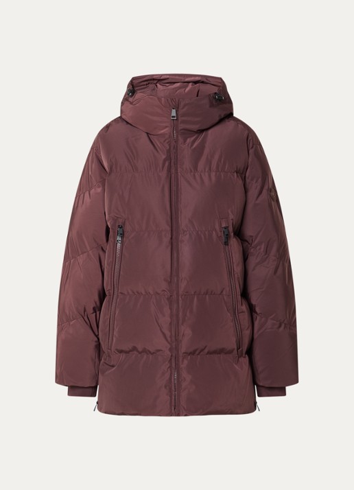 Airforce Ada puffer jas met capuchon en trekkoord - voorkant 3 chocoladebruin