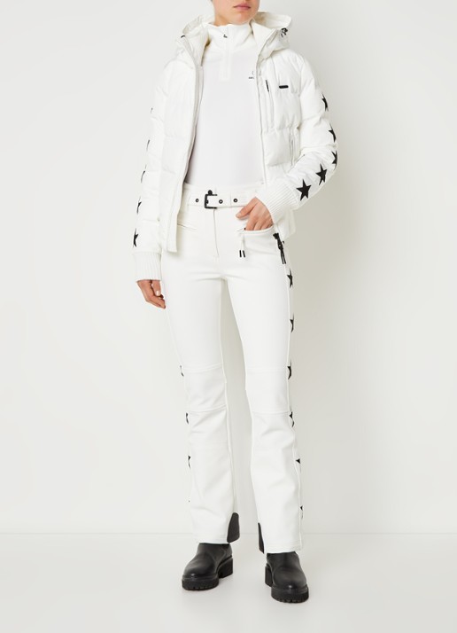 Airforce Aspen Star high waist flared fit skibroek met ceintuur - voorkant 3 wit