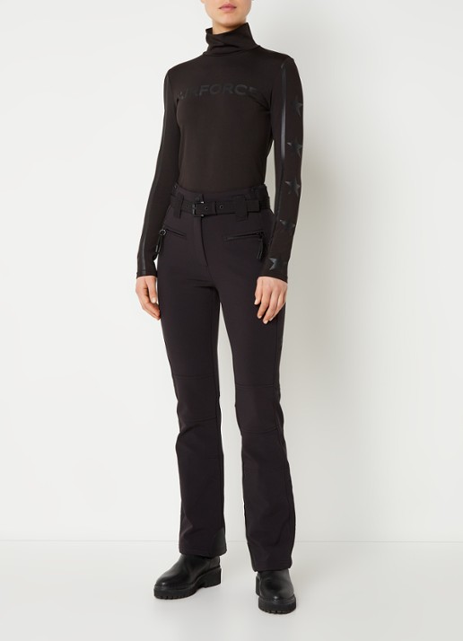 Airforce Aspen Star high waist flared fit skibroek met ceintuur - voorkant 7 zwart