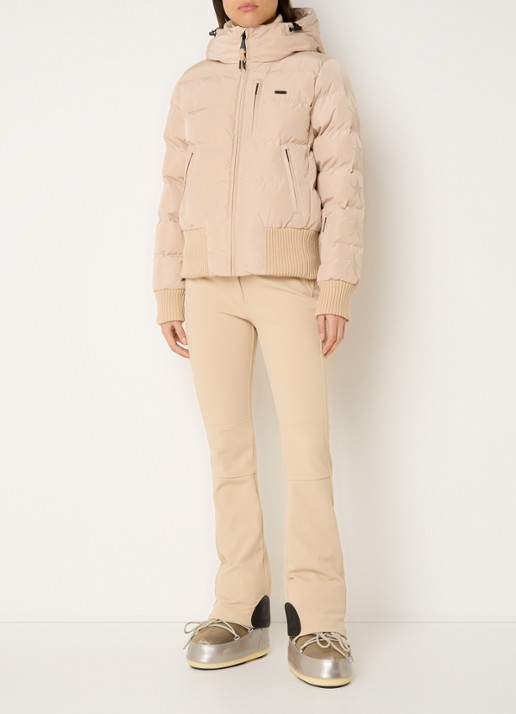 Airforce Aspen Star high waist flared fit skibroek met ceintuur - voorkant 7 creme