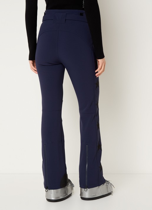 Airforce Aspen Star high waist flared fit skibroek met ceintuur - achterkant donkerblauw