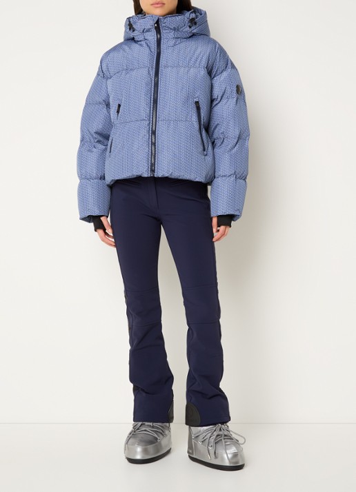 Airforce Aspen Star high waist flared fit skibroek met ceintuur - voorkant 3 donkerblauw