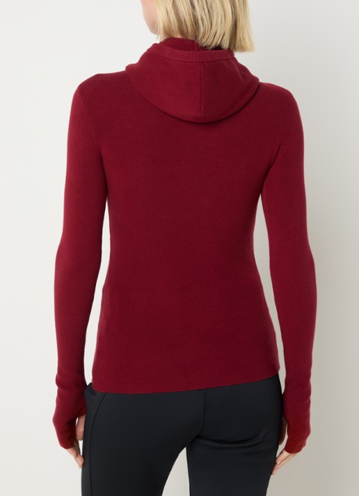 Airforce Balaclava trui met halve rits en capuchon - achterkant rood