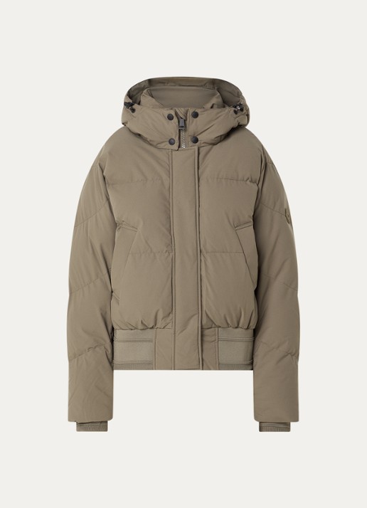 Airforce Bex gewatteerd bomberjack met afneembare capuchon en waterafstotende coating - voorkant 3 khaki