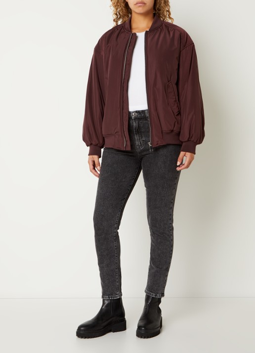 Airforce Bobby bomberjack met logo - voorkant 3 aubergine