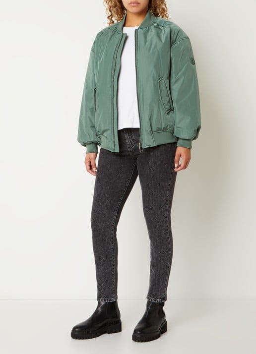 Airforce Bobby bomberjack met logo - voorkant 2 legergroen