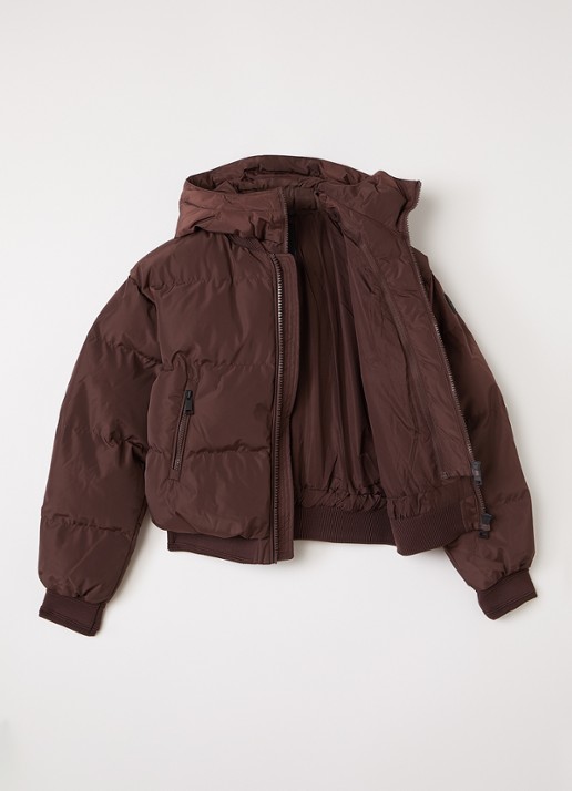 Airforce Bree puffer jack met logo met afneembare capuchon - voorkant 2 bordeauxrood