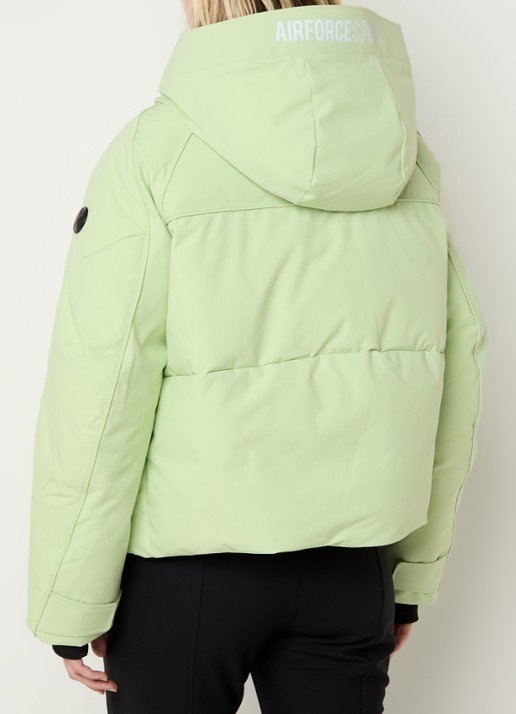 Airforce Cherry Peak ski-jas met capuchon en ritszakken - achterkant lindegroen