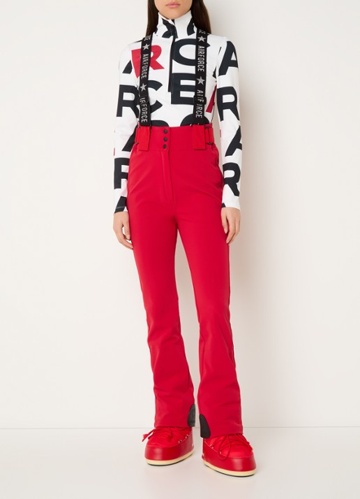 Airforce Christie high waist flared fit skibroek met afneembare bretels - detail donkerrood