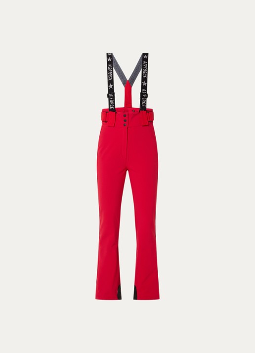 Airforce Christie high waist flared fit skibroek met afneembare bretels - voorkant 5 donkerrood