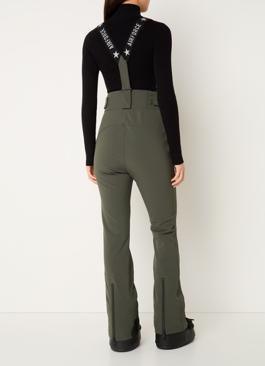 Airforce Christie high waist flared fit skibroek met afneembare bretels - achterkant 3 bronsgroen