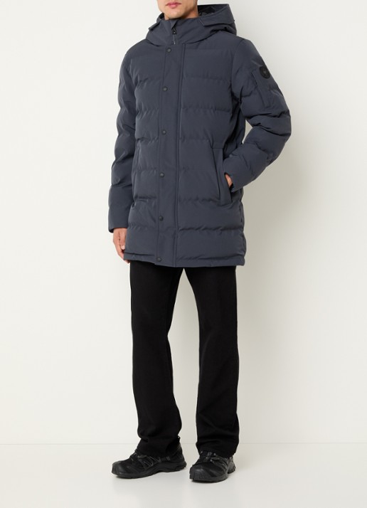 Airforce Chuck gewatteerde parka met capuchon en ritszakken - voorkant 3 donkergrijs