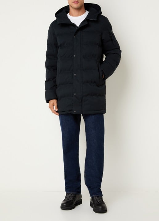 Airforce Chuck gewatteerde parka met capuchon en ritszakken - voorkant 4 donkerblauw