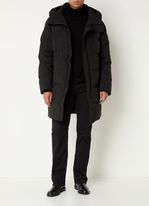 Airforce Colt gewatteerde parka met capuchon en ritszakken - voorkant 3 zwart