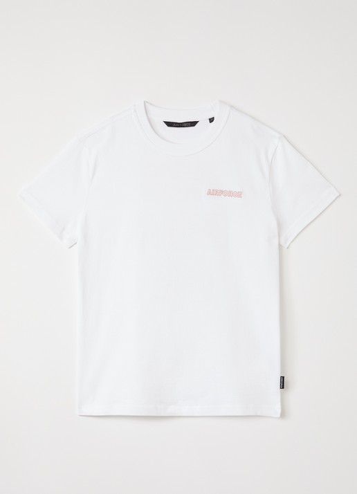 Airforce Diplopia T-shirt met logoborduring en backprint - voorkant 3 wit