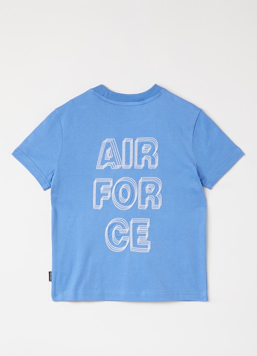 Airforce Diplopia T-shirt met logoborduring en backprint - voorkant 2 blauw