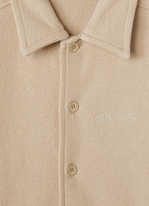 Airforce Fijngebreid overhemd van  katoen - detail 4 beige