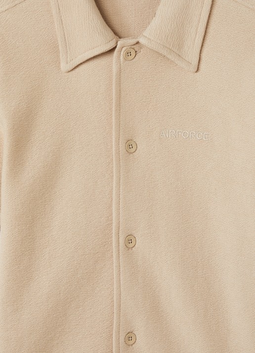 Airforce Fijngebreid overhemd van  katoen - detail 5 beige