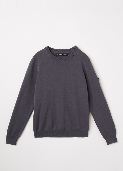 Airforce Fijngebreide pullover met logo - voorkant 2 antraciet