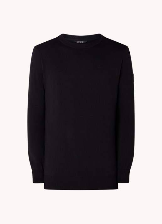 Airforce Fijngebreide pullover met ronde hals - voorkant 2 zwart