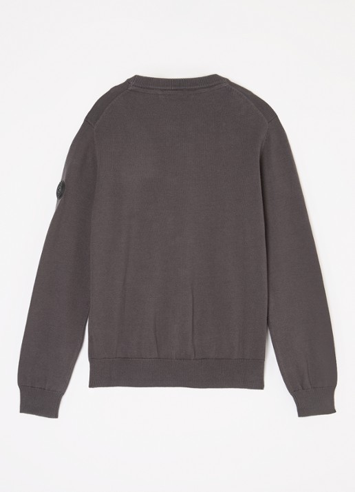 Airforce Fijngebreide pullover van  katoen - voorkant 2 donkergrijs