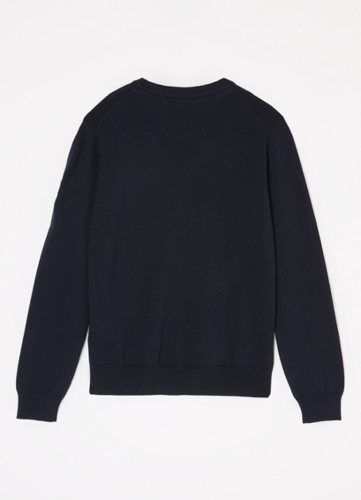 Airforce Fijngebreide pullover van  katoen - voorkant 2 donkerblauw