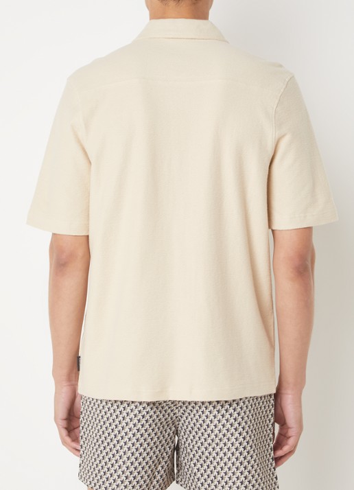 Airforce Fijngebreide regular fit overhemd met logoborduring - achterkant beige