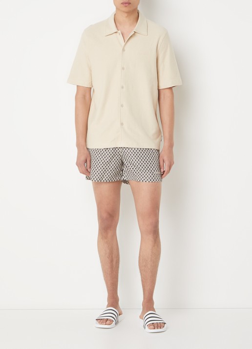 Airforce Fijngebreide regular fit overhemd met logoborduring - voorkant 4 beige