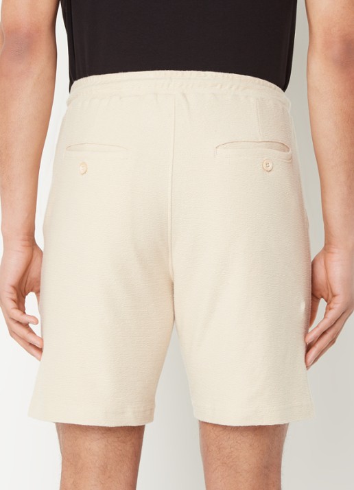 Airforce Fijngebreide straight fit korte broek van  katoen - achterkant creme