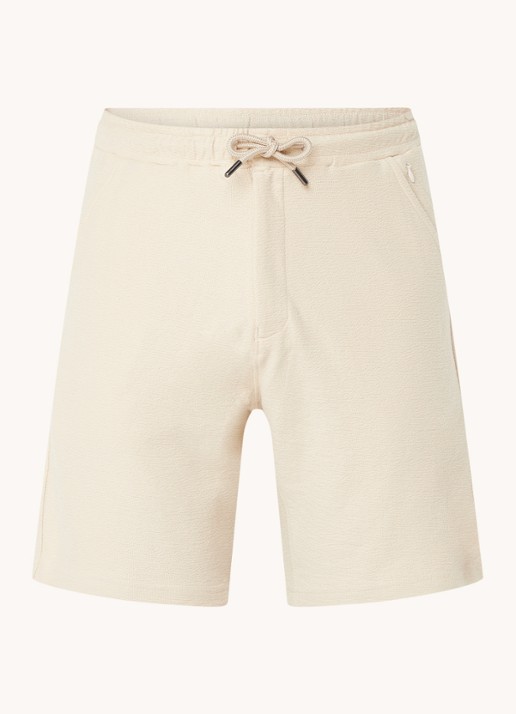 Airforce Fijngebreide straight fit korte broek van  katoen - voorkant 5 creme