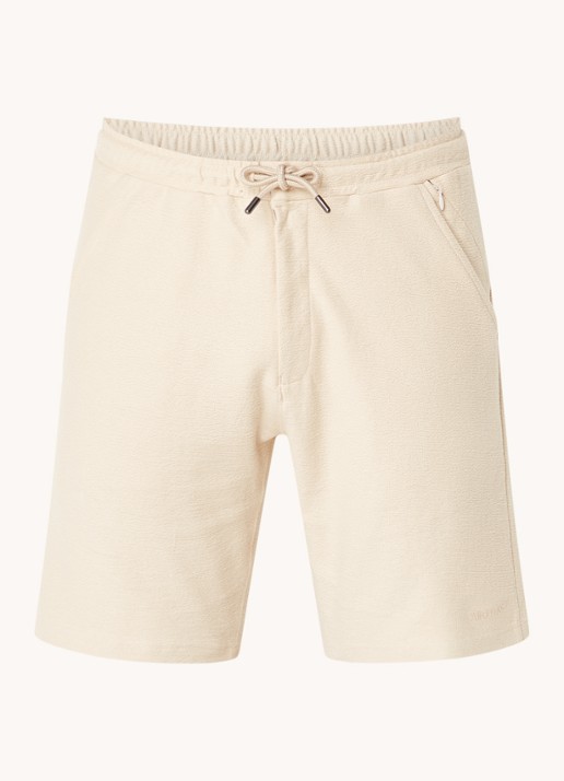 Airforce Fijngebreide straight fit korte broek van  katoen - voorkant 7 creme