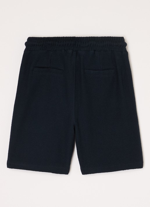 Airforce Fijngebreide straight fit korte joggingbroek van  katoen - voorkant 3 donkerblauw