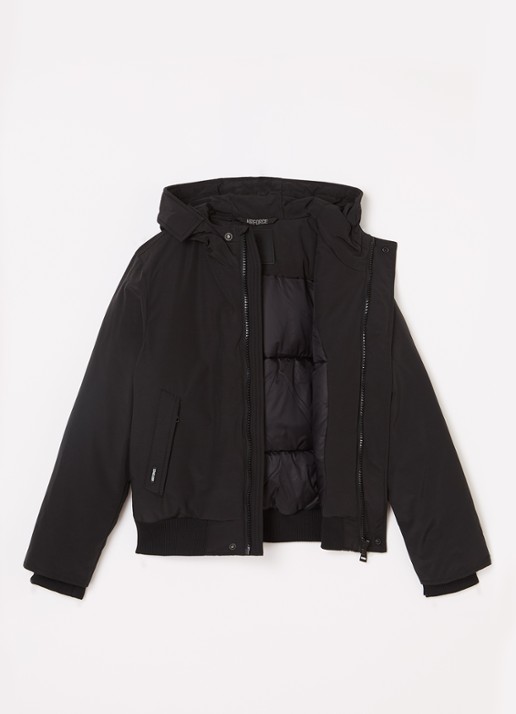 Airforce Gewatteerd bomberjack met capuchon - voorkant 2 zwart