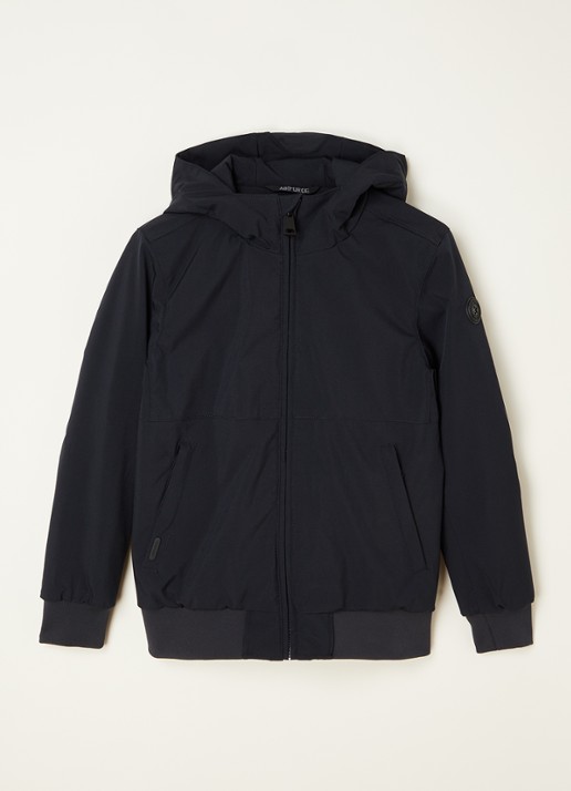 Airforce Gewatteerd bomberjack van softshell met capuchon - voorkant diepzwart