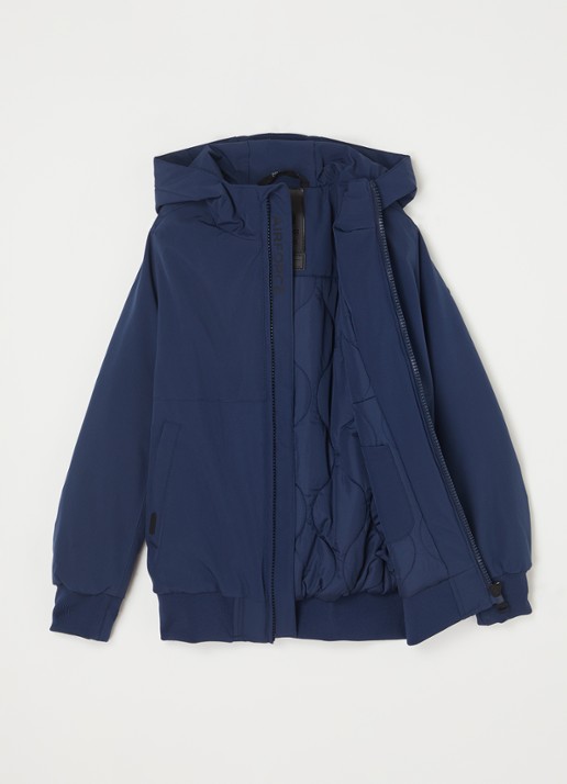 Airforce Gewatteerd bomberjack van softshell met capuchon - voorkant 2 kobaltblauw
