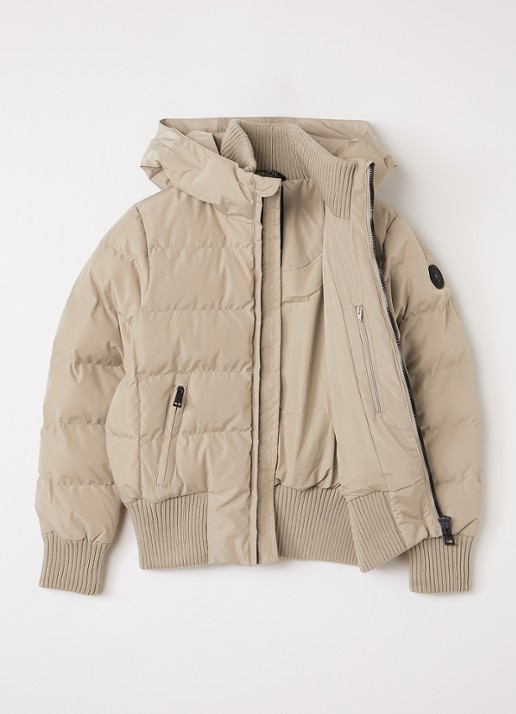 Airforce Gewatteerde bomberjack met capuchon - voorkant 2 beige