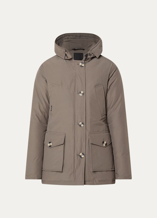 Airforce Gewatteerde jas met capuchon - voorkant taupe