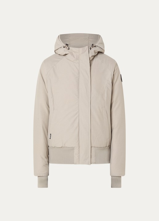 Airforce Gewatteerde jas met ritszakken en capuchon - voorkant 2 beige